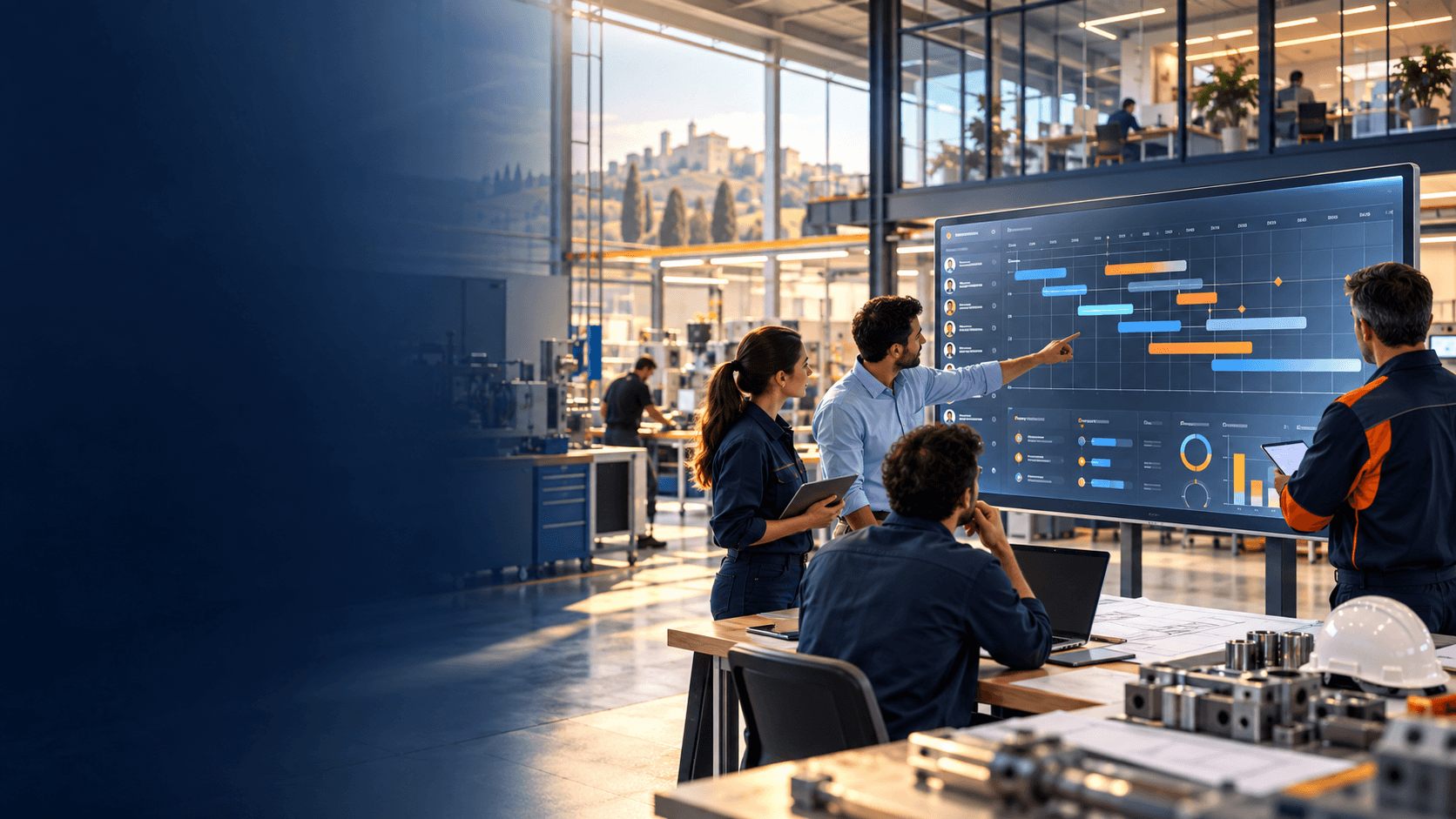 Team che pianifica le attività su un quadro digitale